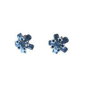 Albert Weiss Blue Floral Crystal Earrings
